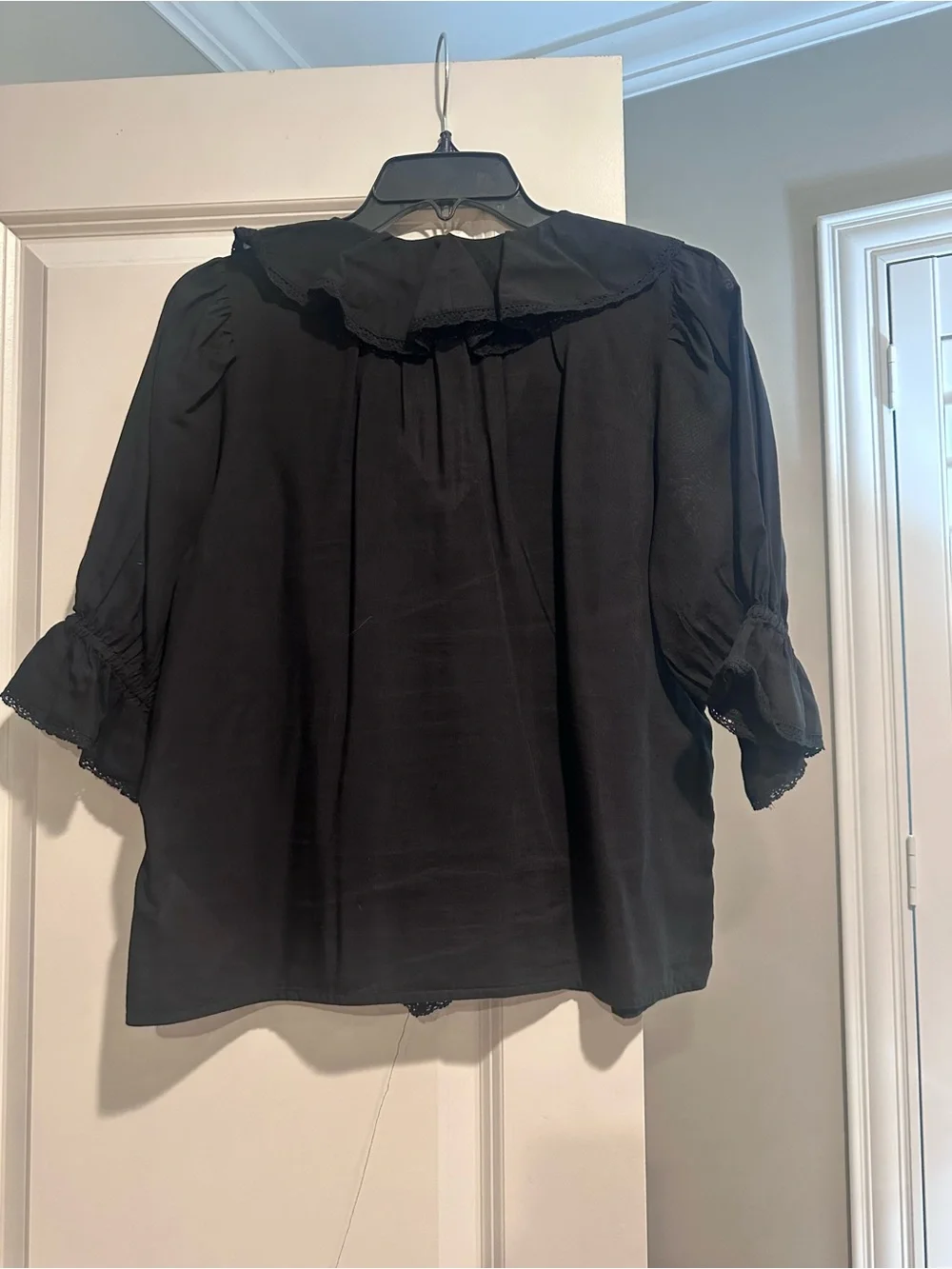 Madewell Black Ruffle-Front Blouse
